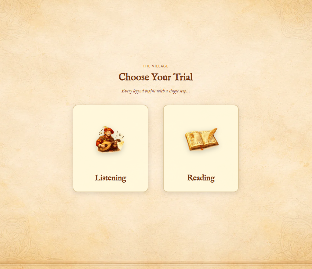 Choosing reading or listening practice